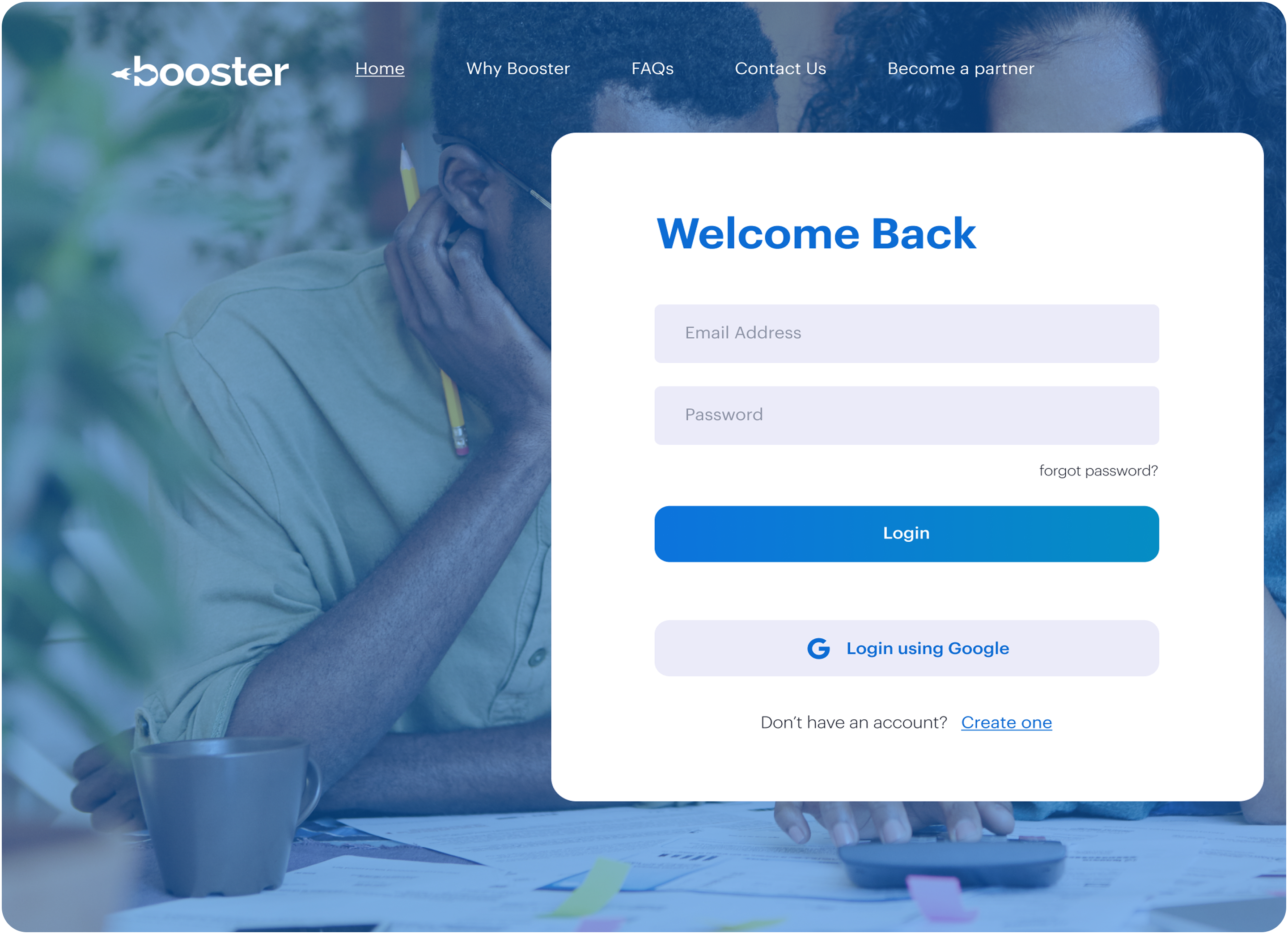 Login page