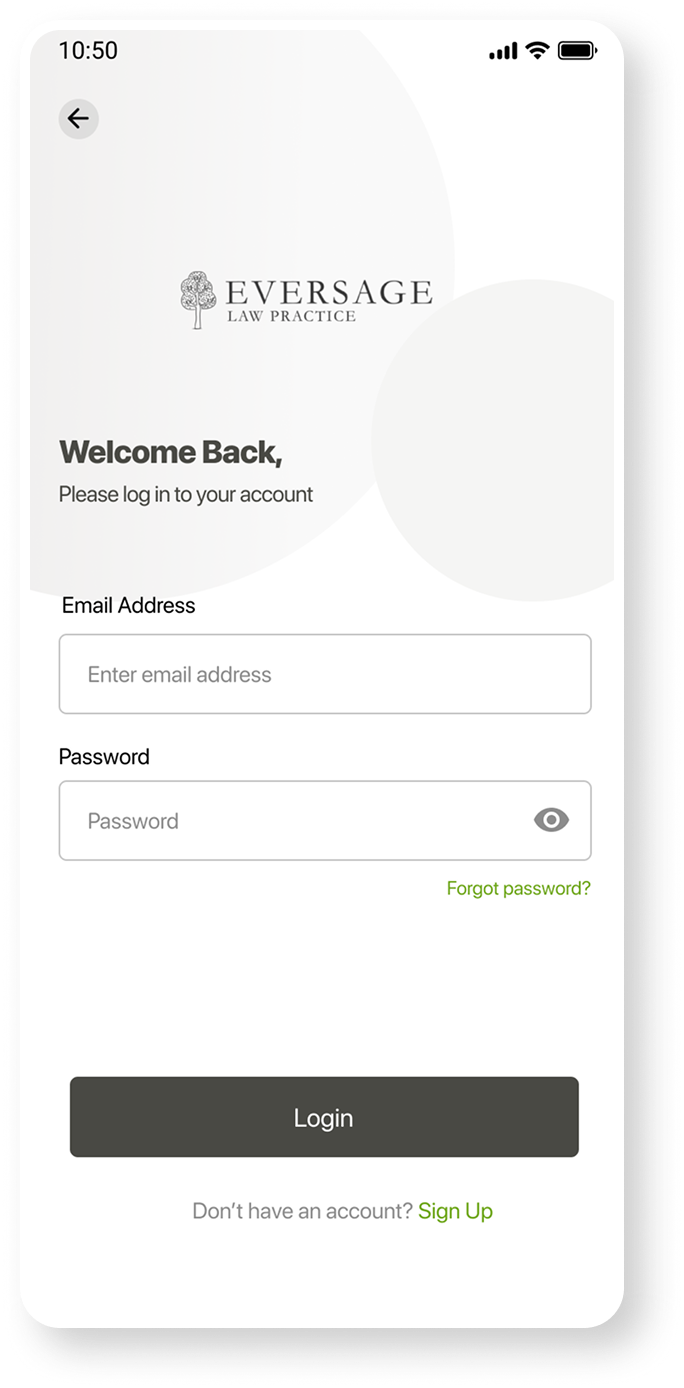 Login screen