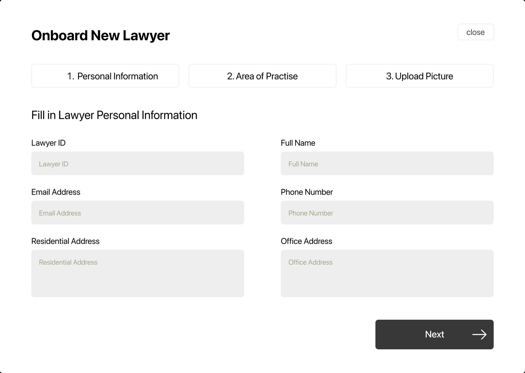 Onboard new lawyer