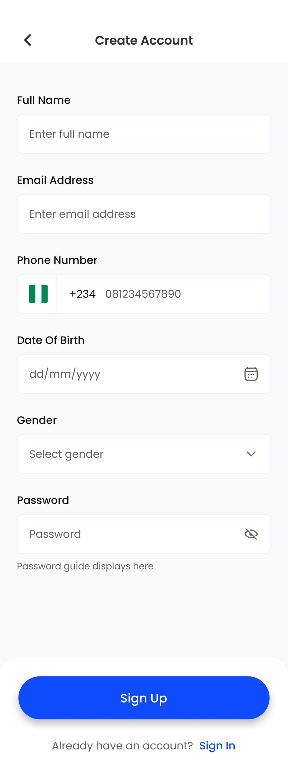 Create account