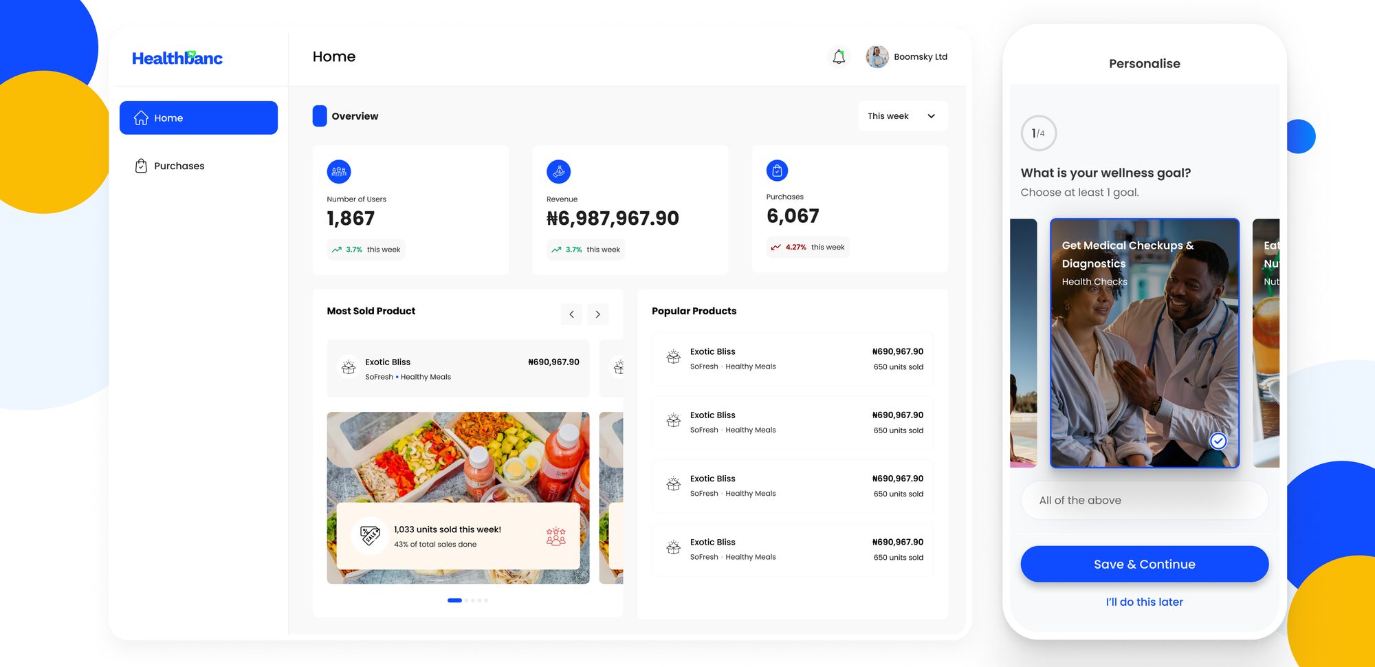 HealthBanc design system and screens