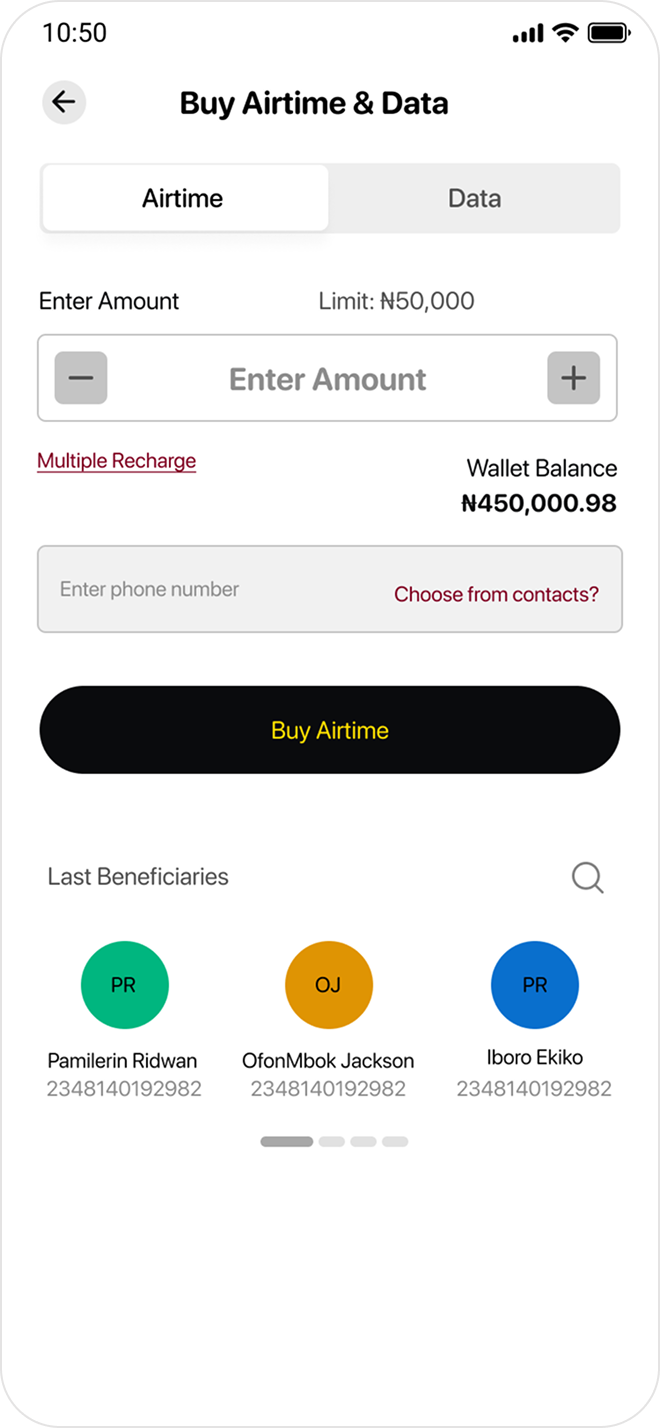 Buy airtime and data