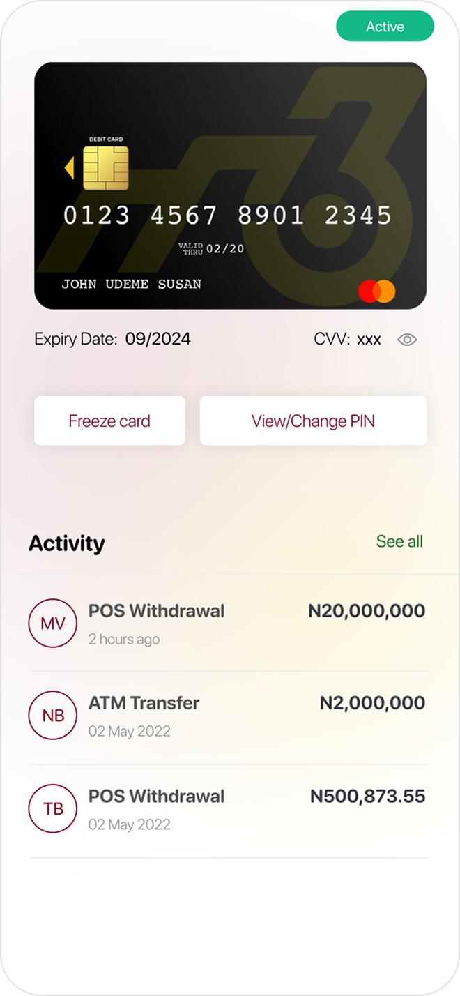 Manage cards