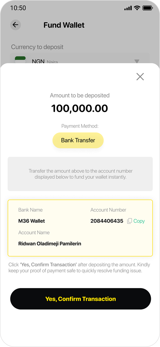 Bank transfer