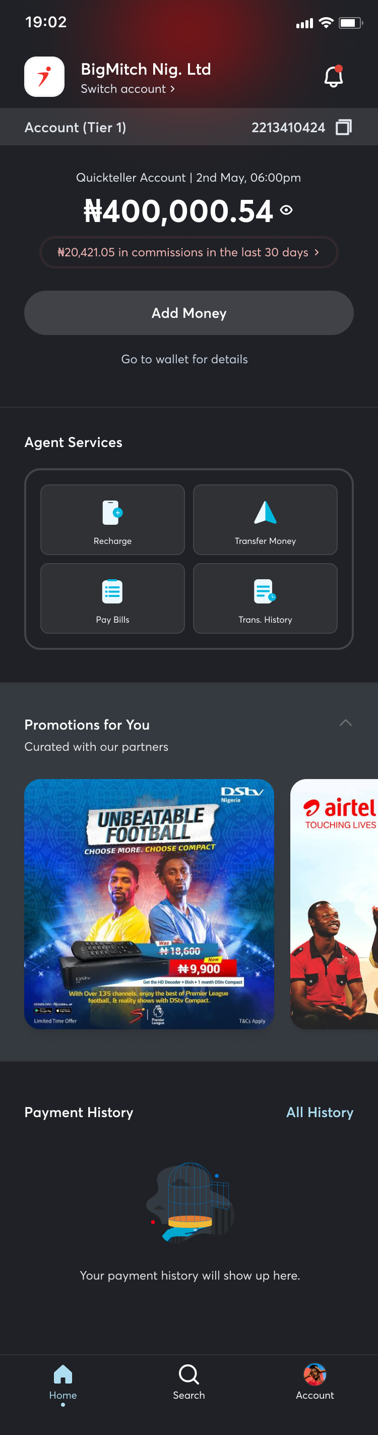 Agent dashboard